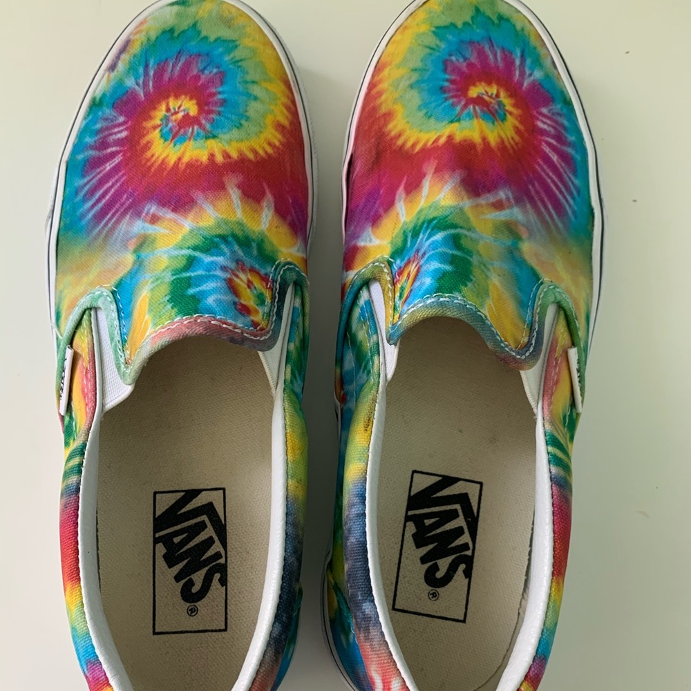 Tie dye slip on vans